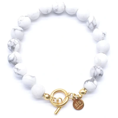 Afbeelding van armband dames Kralen met gouden sluiting wit natuursteen howliet goud verguld geschenkverpakking Sieraden voor vrouwen van Sophie Siero