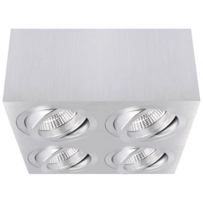 Afbeelding van Yphix Palermo Opbouwspot Vierkant 4 Lichtpunten Kantelbaar 160x160mm Aluminium LEDdirect.nl