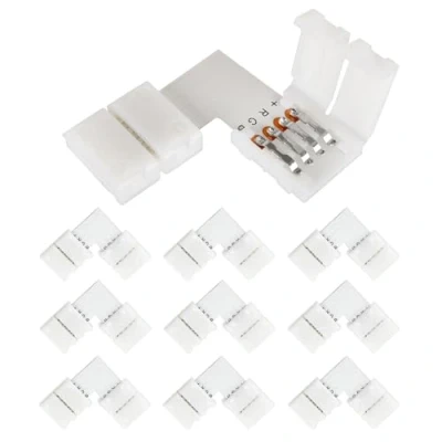 Afbeelding van VIPMOON LED hoekverbinder, 10 stuks, 4 polig, mm, L vorm, strip, snelkoppeling, hoekverbinding, voor 5050 RGB ledstrips
