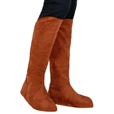 Afbeelding van Widmann 20956 suède laarzen overtrekken, één paar, bruin, overschoenen, middeleeuwen, elfen, piraat, indianen, carnaval, themafeest