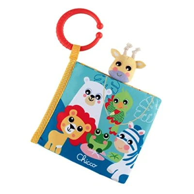 Afbeelding van Chicco Het boek met dieren, sensorisch voor kinderen, eerste textielspeelgoed, zacht weefsel activiteiten en handpop, speelgoed baby&#039;s peuters 3 maanden 2 jaar