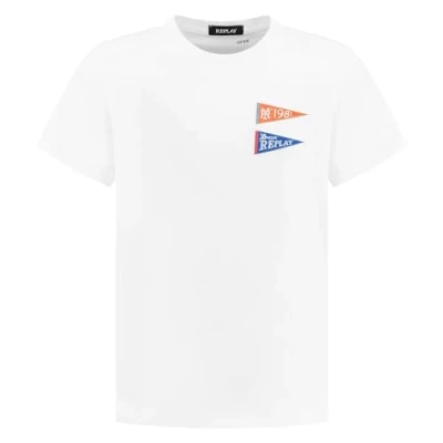 Afbeelding van REPLAY T shirt met printopdruk offwhite