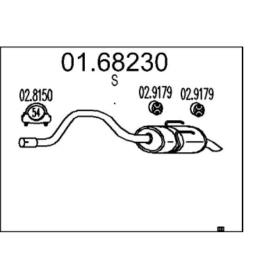 Afbeelding van MTS 01.68230 Midden / einddemper RENAULT: Espace III (JE) 2.0, 2.0 16V 1998 2002