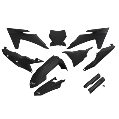Afbeelding van UFO Plastickit Met Voorvorkbeschermers KTM SX125 SX250 SX300 SXF250 SXF350 SXF450 2023 2024 Zwart