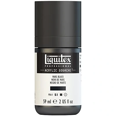Afbeelding van Liquitex 2059276 Professional Acrylic Gouache, acrylverf met gouache eigenschappen, lichtecht, watervast 59ml Fles, Mars Black