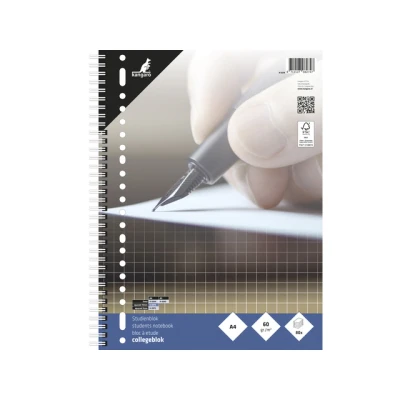 Afbeelding van Kangaro collegeblok geruit zijspiraal A4 papier wit 80 pagina&quot;;s