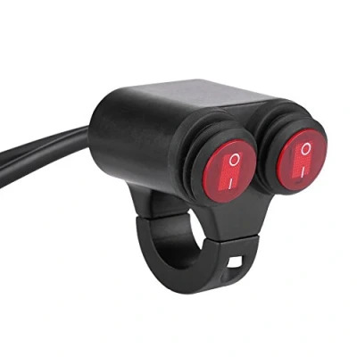 Afbeelding van Keenso Stuurschakelaar voor motorfiets, universeel, 12 V 7/8 inch stuur, koplampschakelaar, dubbele besturing, mistlamp, schakelaar + claxon (type C) koplamp/hoofdkoplamp