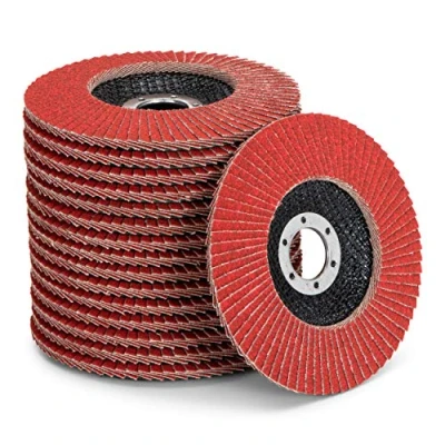 Afbeelding van Krachtige keramische waaierschijf, rood, 10 stuks, Ø 125 mm, korrel 120, zelfslijpende korrel, slijpschijven, lamellschijven