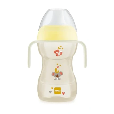 Afbeelding van MAM Vaso Fun to Drink D122 leerbeker met schenktuit en deksel voor baby&#039;s vanaf 8 maanden, 270 ml, neutraal