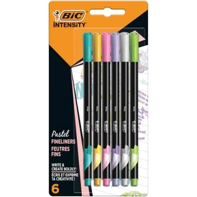 Afbeelding van Bic fineliner Intensity, blister met 6 stuks in geassorteerde pastelkl