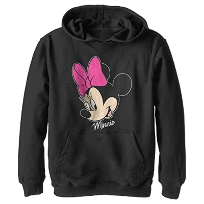 Afbeelding van Disney Characters Minnie Big Face Boy&#039;s Hooded Pullover Fleece, Black, Small, zwart, S