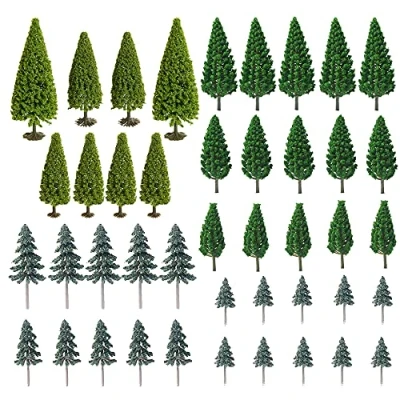 Afbeelding van NA Woohome 44 stuks bomen modelbouw, cederbomen gemengd model boom, 3,5 cm 10 bomen, spoorweglandschap miniatuur voor doe het zelf groene landschappen