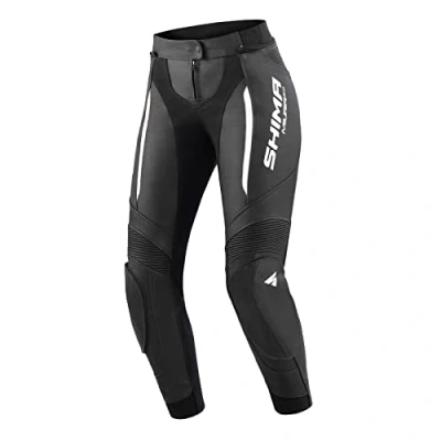 Afbeelding van SHIMA Miura 2.0 Motorbike Pants leer, dames, sportbroek met heupen en kniebeschermers, geperforeerd elastische panelen, voor 2 delig pak (42, zwart/wit)