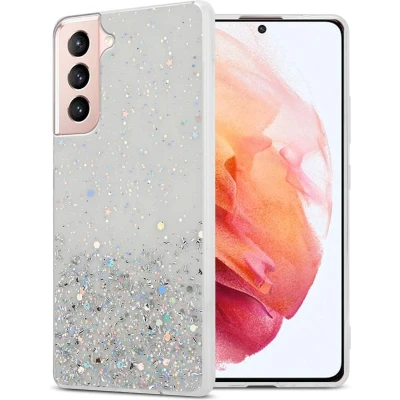 Afbeelding van Cadorabo Hoesje geschikt voor Samsung Galaxy S21 5G in Transparant met Glitter Beschermhoes van flexibel TPU silicone fonkelende glitters Case Cover Etui