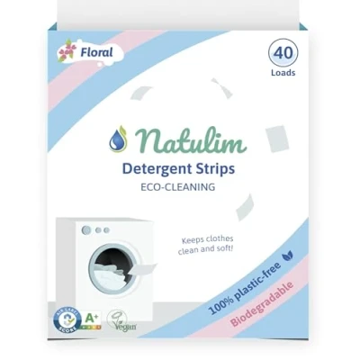 Afbeelding van Natulim Wasmiddelstrips (40 Wasbeurten) Inclusief Wasverzachtereffect, Ecologisch, Hypoallergeen Schone en zachte kleding zonder de Planeet te vervuilen (bloemige geur)