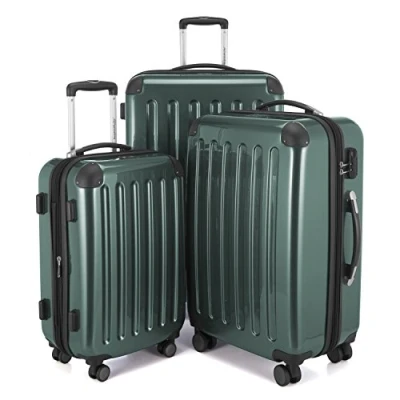 Afbeelding van Alex, Set Van 4 Dubbele Wieltjes, Trolley Set, Reiskoffer, Maat S, M En L, Kofferset, 75 Cm, 235 Bosgroen