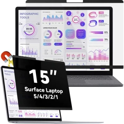 Afbeelding van Magnetische privacyfilter, compatibel met 15 inch Surface Laptop 5/4/3/2/1, afneembaar anti glare blauw licht, privacyscherm, zwarte beveiligingsbescherming