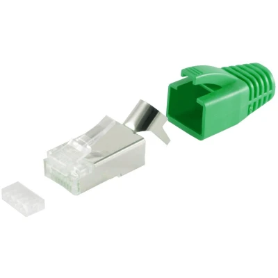 Afbeelding van RJ45 krimp connector (STP) voor CAT6/6a/7/7a netwerkkabel (vast/flexibel) per stuk (3 delig) / groen