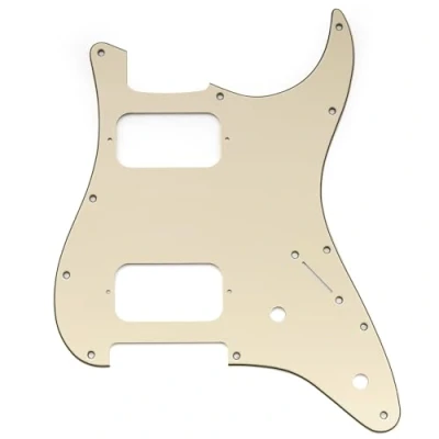 Afbeelding van Musiclily Pro 11 gaats ST Slagplaat Gitaar HH Pickguard met Ronde Hoek Uncovered 2 Humbucker Potmeter Uitsparingen voor Fender Squier Strat stijl Elektrische Gitaar, 3 laags Creme