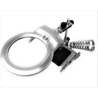 Afbeelding van TEMPO DI SALDI Tafelvergrootglas met led licht en armklemmen derde hand houder