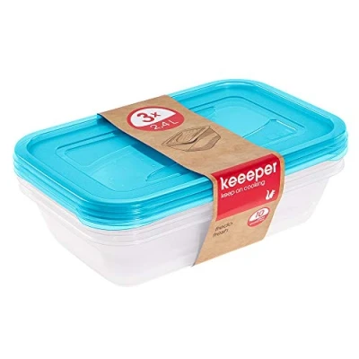 Afbeelding van Keeeper Fredo Fresh Vershouddoos / Vershouddozen Transparent /blauw Set van 3 stuks 2.4L