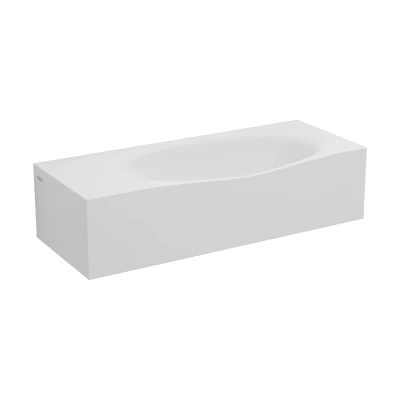 Afbeelding van Wastafel Clou Hammock 65x25.4x16 cm met Kranenbank Links Solid Surface (met 2 Voorbewerkte Kraangaten)