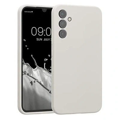 Afbeelding van kwmobile telefoonhoesje geschikt voor Samsung Galaxy A34 5G TPU backcover met siliconen coating Smartphone case in mat wit