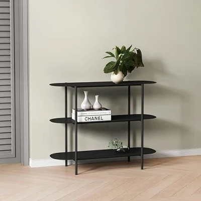 Afbeelding van [en.casa] Console tafel Enebakk sidetable 70x90x32 cm zwart mat