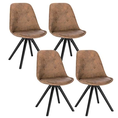 Afbeelding van WOLTU Set van 4 eetkamerstoelen Science stoffen keukenstoelen, relaxstoelen nieuw design donkerbruin BH268dbr