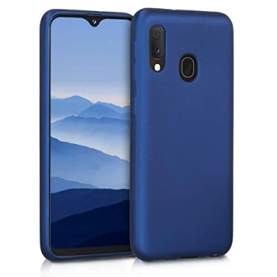 Afbeelding van kwmobile telefoonhoesje geschikt voor Samsung Galaxy A20e Hoesje smartphone Back cover in metallic blauw
