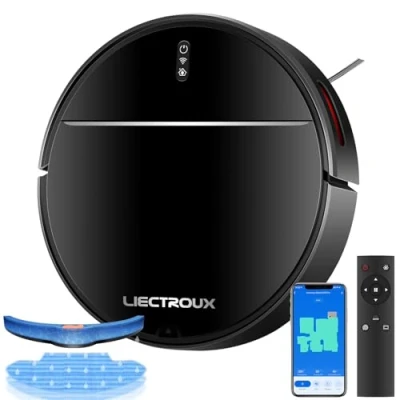 Afbeelding van Liectroux M7S Pro 4000Pa Robotstofzuiger met Dweilfunctie Slim Slimme Navigatie Werkt app en Alexa Google Home Zwart