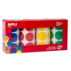 Afbeelding van Apli Kids Stickers Xl Cirkels, Diameter 33 Mm, Doos Met 4 Rollen In Kleuren Hobbystickers