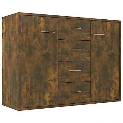 Afbeelding van vidaXL Dressoir 88x30x65 cm bewerkt hout gerookt eikenkleurig, kast, opbergkast, opslagkast, wandkast, bijzetkast, opbergmeubel, kasten, wandkasten