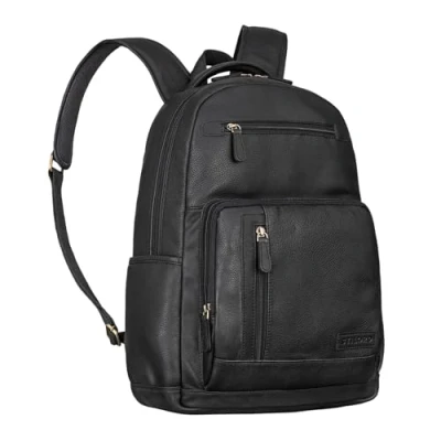 Afbeelding van STILORD &#039;Hubertus&#039; Leren Rugzak Dames en Heren Vintage Laptop 15,6 inch School Leer Dagrugzakken Leraar Tas Retro, Kleur:zwart