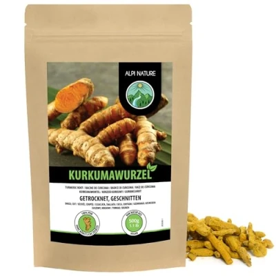 Afbeelding van Alpi Nature Curcuma wortel gesneden (500 g) kurkumawortel kurkuma thee stukken gemalen 100% natuurlijk zonder additieven