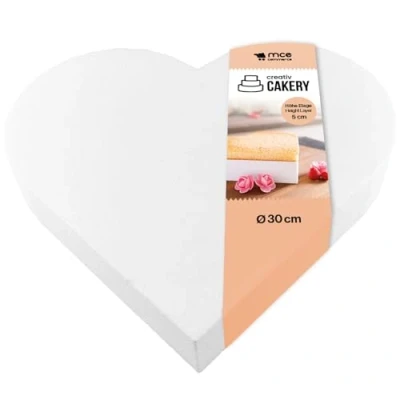 Afbeelding van MCE Commerce A39957531 Taarten Dummy piepschuim schijf, wit, hart 30 cm, H 5 cm
