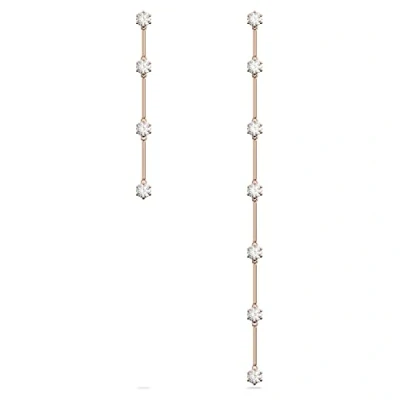 Afbeelding van Swarovski Constella Oorhangers, Asymmetrisch, Wit, Roségoudkleurige toplaag