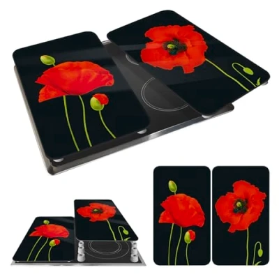 Afbeelding van WENKO Kookplaatdeksel Universeel, papaver (set, 2 delig)