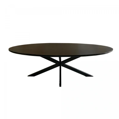 Afbeelding van Livingfurn Jesper ovale eettafel 240 cm Hout zwart