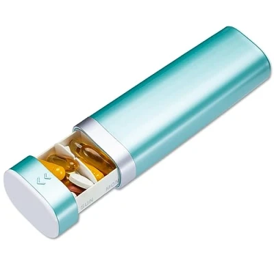 Afbeelding van Pillendoosje 7 dagen, Betife dagelijkse pillenorganizer, wekelijkse reistablet organizer, schattige pillenhouder voor vitamines, medicijnen, pillen, supplementen (groen)