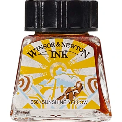 Afbeelding van Winsor &amp; Newton 1005633 Tekeninkt, zonnegeel, tekeninkt 14ml, Zonneschijn Geel