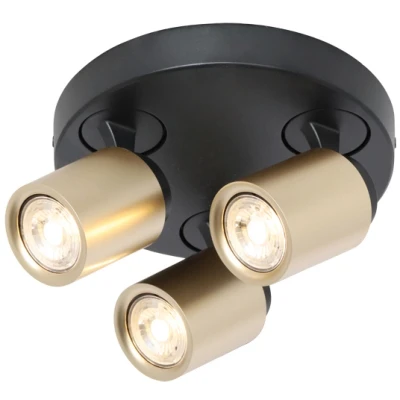 Afbeelding van Freelight Spot Razza 3 lichts Ø 21 cm GU10 zwart goud