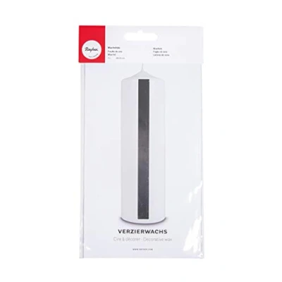 Afbeelding van Rayher 3103822 Versierwas, zilver hoogglanzend, sierwasplaat 20 x 10 cm, wasfolie om kaarsen te versieren, kaarswas,