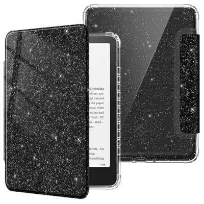 Afbeelding van Fintie Hoes voor 7 inch Kindle Paperwhite (12e generatie) 2024 en Colorsoft Signature Edition, Clear Soft TPU Case met Auto Sleep/Wake, Glitter Black