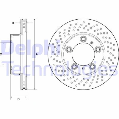 Afbeelding van DELPHI BG4769C Remschijf 298 24 5 Geventileerd Gecoat High carbon Zonder wiellager, ABS sensorring PORSCHE: Cayman, Boxster