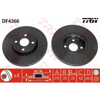 Afbeelding van Trw Remschijf DF4366