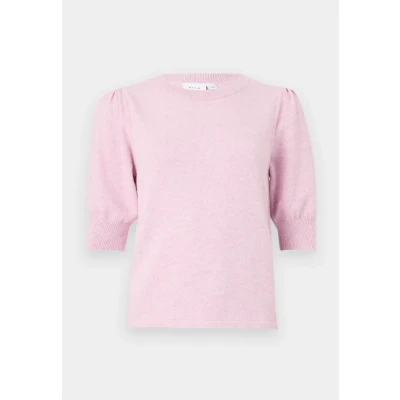 Afbeelding van VILA Viril 2/4 Sleeve Oneck Tshirt basic, Dames, Maat: XS, Winsome orchid detail melange