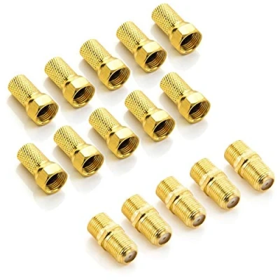 Afbeelding van deleyCON F Connector Set met 5x Verbinder &amp; 10x 7mm Rubberen Afdichting Brede Moer Coaxkabel Antennekabel voor SAT Kabel BK Systemen