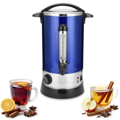 Afbeelding van Navaris glühweinketel met temperatuurregelaar 10L RVS glühweinkoker tap Warm water ketel Thermostaat Oververhittingsbeveiliging Blauw