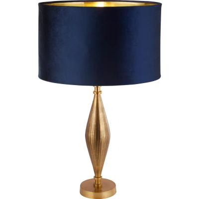 Afbeelding van Searchlight Rye Tafellamp Ø 40 X 70 Cm Antiek Messing, Goud En Marine